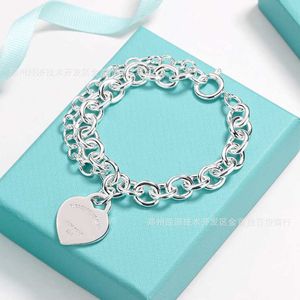 Bracciale a catena spessa a forma di cuore con chiave in oro rosa TFF di marca originale, regalo semplice femminile per la migliore amica con logo