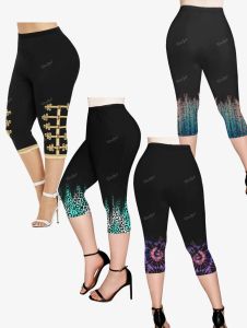 Capris Plus Size Capri Leggings mit Taschen Frauen Frühling Sommer Freizeit Capri Bleistifthose Softes Konformhose Mujer