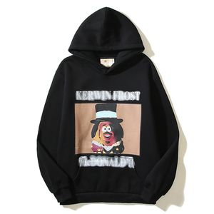 Desenhos animados impressos hip hop hoodies homens mulheres material de lã pulôver moletom masculino preto