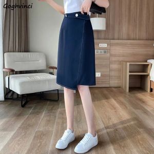 kjol oregelbundna minikjolar kvinnor enkel knapp chic koreansk stil ny design vår söt dam casual office empire mogen allmatch