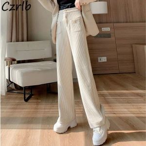 Capris Pants Women Retro Stylish Office Ladies Autumn High Waist Design Allmatch Loose Korean Style Elegant Mujer Casual Wide Leg Chic