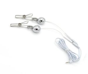 Electro Shock Nipples Clamps With Metal Ball Erotic SM Bondage Adult Game for Woman Estim Sex Products for Couples3539230