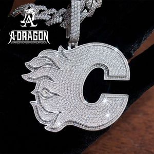 Custom 3d Letter c Vvs Moissanite Diamonds Pendants Factory Wholesale 925 Silver Fine Jewelry for Men Women