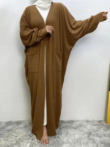 Ethnic Clothing Eid Muslim Abaya For Women Ramadan Morocco Solid Pockets Abayas Arab Dubai Modest Cardigan Loose Kaftan Islam Long Robe