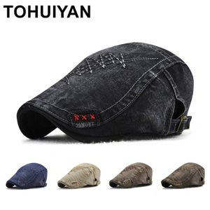 TOHUIYAN sboy Caps For Men Vintage Cotton Driver Boina Duckbill Hats Baker Boy Classic Beret Male Flat 201216292A