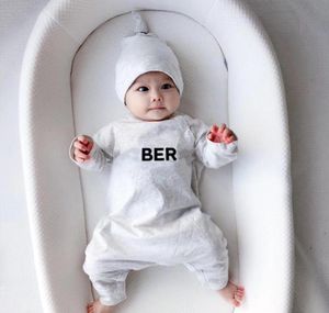 on s high quality Baby jumpsuits Clothes Spring Autumn 3Pcs 100 Cotton Long Sleeves HatBibsRomper Newborn Jumpsuit Sets2247400