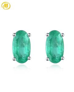 Natural Emerald 1 Carat Silver Stud Earrings Gemstone Classic Elegant Jewelry for Women Wedding Engagement 2106165050309