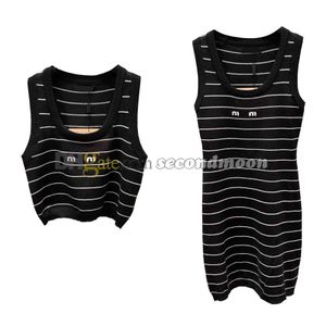 Stripe Print Vest Women Letters Jacquard Tanks Top U Neck Sleeveless Dress Designer Knits Dresses