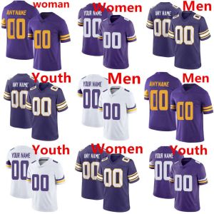 Niestandardowe mężczyźni Młodzież Minnesota''vikings''football koszulki 18 Justin Jefferson 87 T.J. Hockenson 99 Danielle Hunter 93 John Randle 17 K.J. Osborn 2 Mattison Anthony Barr 70