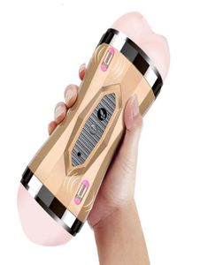 Gelugee Masturbatore Maschile Vibratore Vera Vagina per Uomo Giocattolo in Silicone Gola Profonda Figa Bocca Doppi Giocattoli Del Sesso per Adulti Succhiare Uomo Y1914476677