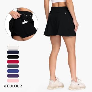 ドレスサマーウーマンゴルフウェアポケットテニススカートメッシュの女性スコートスポーツ服女性ジムトレーニングアウトドアセックススカート