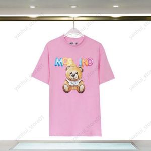 2024 Spring/Summer Moschinoes Women T Shirt Teddy Bear Ręcznie narysowany szkic wydruk luźne dopasowanie koszulki z krótkim rękawem unisex z krótkim rękawem