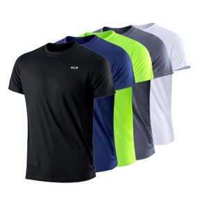 Camiseta masculina de secagem rápida, manga curta, absorção de umidade, gola redonda, treinamento, exercício, academia, esporte, tops leves