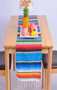 14x84 Inch Mexican Serape Table Runner Cloth Cover Fringe Cotton9939043