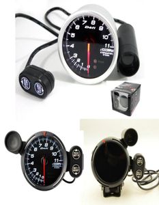 315quot80mm White LED de Style Tachometer RPM Gauge Stepper Motor med topp och Waring 18 Cylinder 12V Auto Gauge8019809