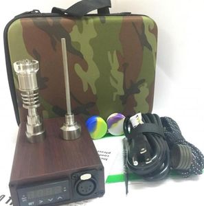 Camuflagem Cor De Madeira E prego Enail kits elétrico dab prego PID TC dab rig domeless TI Titânio quartzo Enail carb cap para bong294K7178501