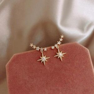 Stud Earrings 2024 Korea Fashion Jewelry 14K Gold Plated Exquisite Copper Inlaid Zircon Personality Star For Women