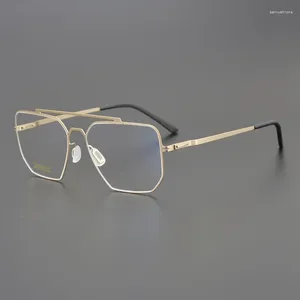 선글라스 프레임 독일 초경량 나사가없는 안경 프레임 패션 이중 빔 남자 여자 스테인레스 스틸 처방 안경 근시