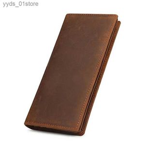 Money Clips Mens Genuine Leather Bifold Wallet Credit Card Long wallet Leather Men Phone Wallet Cow Leather Long wallet Christmas Gift L240306