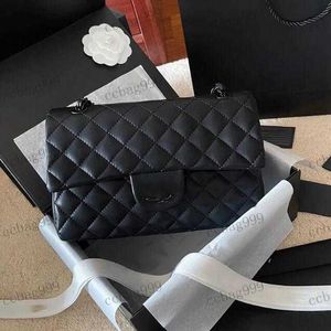 CC Luxury Brand CF Borsa a tracolla da donna di moda 25 cm Morbida pelle Hardware nero Borsa con fibbia in metallo Borsa a tracolla con catena Matelasse Borse Sacoche per trucco di design