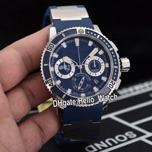 New 45mm Diver Marine 353-98LE-3 Artemis 353-98LE Blue Dial Miyota Quartz Chronograph Mens Watch Steel Case Blue Rubber Strap Hell257f