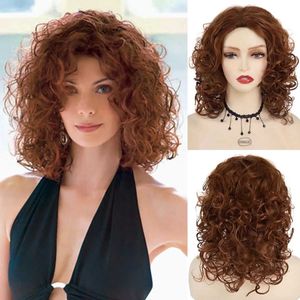Hair Wigs Synthetic Long Brown Wig Charming Curly for Trendy Women Natural Fluffy Daily Cosplay Costume Party Mommy 240306