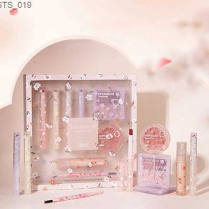 Läppstift Florette First Kiss Present Box Set Lip Glaze Flower Jelly Mirror Waterproof Lipstick Transparent Blush Eye Shadow Korea Makeup