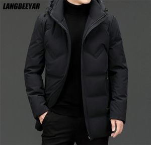 Men039s Down Parkas High End Brand Casual Fashion Long 90 Mens Duck Jacket With Hood Black Windbreaker Puffer Coats Winter CLO9608945