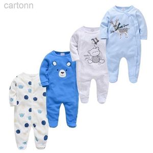 Footies Kavkas 3/4 pçs / lote Baby Girl Macacão Roupa de Bebes Manga Longa Verão Algodão Macio Meninos Roupas Nascidas Corpo Bebes Roupas 211023 240306