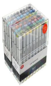 72pcs Renkler Sanatçı Copic Sketch işaretleyicileri Set İnce Nibs İkiz Tip Tahtası Kalem Tasarım İşaretçisi Çizim Seti Y2007096603574