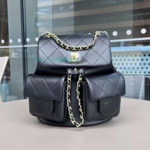 Bolsas de marca feminina couro genuíno caviar três bolsos mochilas mini sapo diamante corrente mochila