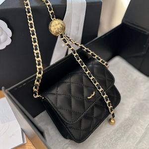 24S Ladies Designer Classic Mini Flap Lipstick Square Vanity Bags Lambskin Crush Gold Ball GHW Crossbody Cosmetic Case Card Holder Check Waist Bum Purse 13X11CM