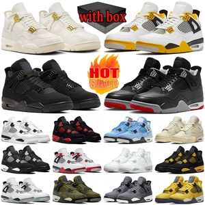 with box 4 casual shoes for men women designer sneakers Military Black Cat 4s Bred Reimagined Red Thunder White Oreo Sail mens womens outdoor sports trainers