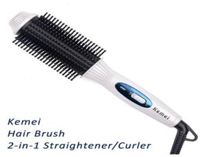 Kemei Km8110 Professional Fast Heat Brush Hair Straightener Flat Iron Electric Ceramic Hair Comb Straightener Straightner Curler5636775