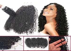 Indiano Brailian Virgin Remy Capelli umani Micro Link Loop Estensioni dei capelli Afro crespo Ricci Micro Ring Estensione dei capelli Nero naturale Co1188838