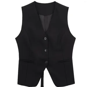 Gilet da donna 2024 Moda Donna Sexy Chic Carro armato Donna Estate Sling Top Indietro Gilet Cappotto Hollow-out Gilet con Solido