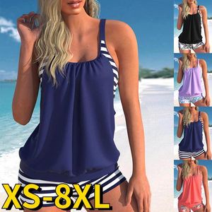 Kvinnors badkläder Kvinnor modeswimsuit Två stycken Set Tankini Summer Design Printing Bathing Suit Loose Beachwear Female Monokin XS-8XL