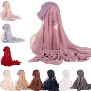 Abbigliamento etnico Sciarpa in chiffon con perle a bolle con cappello Sottosciarpa Velo Un pezzo Amira Musulmano Scialle Hijab istantaneo Avvolgere sul velo Cofano