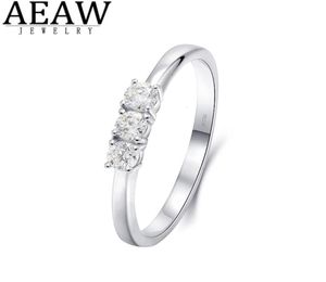 Okrągłe cięcie 03CTW 3 mm f Color Lab Grown S Diamentowy pierścionek zaręczynowy Wedding w 10 -karatowym białym złotym i srebrze dla kobiet 2202234657688