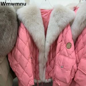 Parkas Womens Quilted Diamond Parkas Warm Faux Fur Collar Cotton Padded Coats Winter Korean Fashion Thicken Jackets Oversized Jaqueta