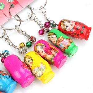 Keychains 12st Set Russian Nesting Dolls Key Ring Babushka Matryoshka Figurer Kids Toy1304i