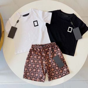 Designer bebê crianças camiseta shorts define estilo clássico 2-12 anos preto branco meninos meninas terno esportivo infantil roupas de verão conjunto