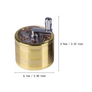 P014 Manuelle Handkurbelmühle OD 62 mm Pfeifenzubehör Große 4-Schicht-Mühlen für Shisha-Glaswasserbong