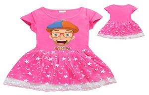 Butique dzieci 039s ubranie mała dziewczynka sukienka 100 bawełniana gaza kreskówka drukująca cała pięcioosobowa gwiazda T4029796