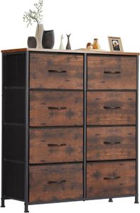 Dresser for Bedroom with 5 Fabric Drawers, Small Chest Storage Tower,Kidsroom Furniture, Steel Frame, Wood Top, Lightweight Quick Assemble Cabinet