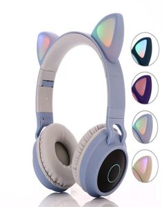 Headphones Cat Ear LED Wireless Bluetooth Headphone Kids Headphones Glowing Light Hands Headset Gaming Earphones for PC4249613