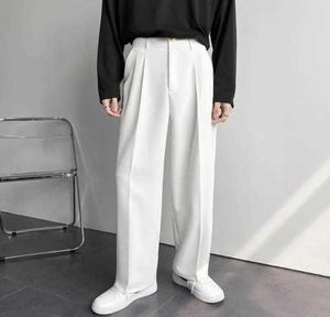 Straight Wide Leg Suit Pants Mens Autumn Casual Byxor Office Busiess Man Dress Pants Loose Korean Formal Elegant Solid White Y02407878