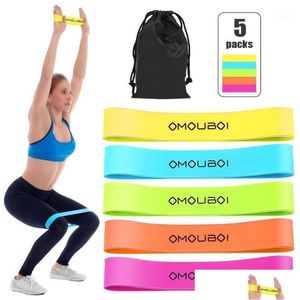 Bandas de resistência Pacote de 5 Loop Exercício com bolsa de transporte Treino de treinamento de força Home Gym Fitness Fisioterapia Drop Delivery Sp Dhfsj