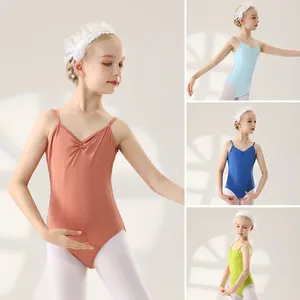 Stage Wear Girls Solid Color Basic Ballet Dance Leotard Gymnastic Jumpsuit Examination/ Training Clothes Ballerina Children