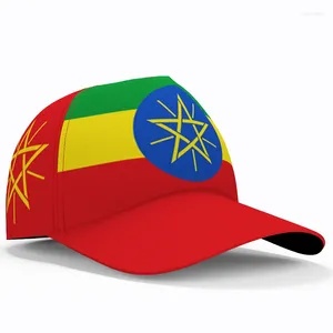 Bollkåpor Etiopien Baseball Cap gratis 3D Custom Made Namn Number Logo Et Hat Eth Country Travel Ethiopian Amharic Nation Flag huvudbonader